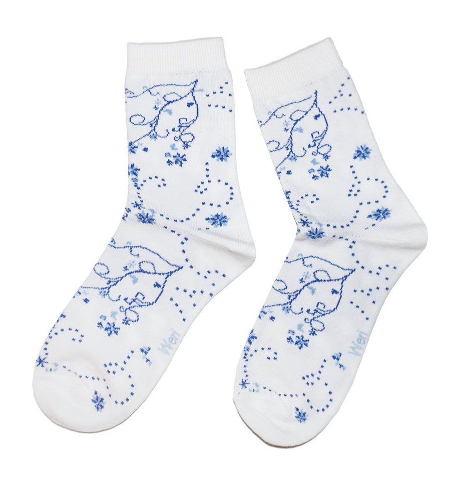 WERI SPEZIALS Strumpfhersteller GmbH Basicsocken Damen Socken >>Blumen Motive<< aus Baumwolle (1-Paar) von WERI SPEZIALS Strumpfhersteller GmbH