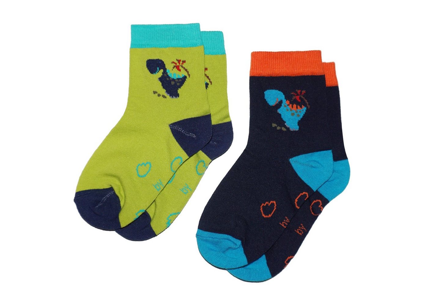 WERI SPEZIALS Strumpfhersteller GmbH Basicsocken Kinder Socken 2-er Pack >>Kleine Dinos<< aus Baumwolle (Set) 2er-Pack von WERI SPEZIALS Strumpfhersteller GmbH