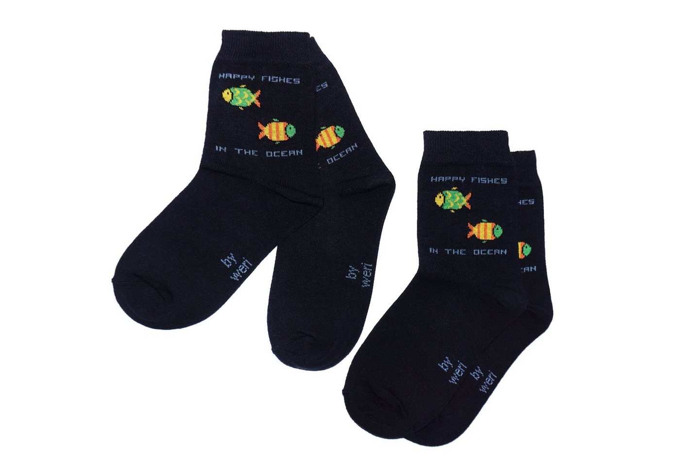 WERI SPEZIALS Strumpfhersteller GmbH Basicsocken Kinder Socken 2-er Pack für Jungs >>Happy Fishes<< aus Baumwolle (Set) 2er-Pack von WERI SPEZIALS Strumpfhersteller GmbH