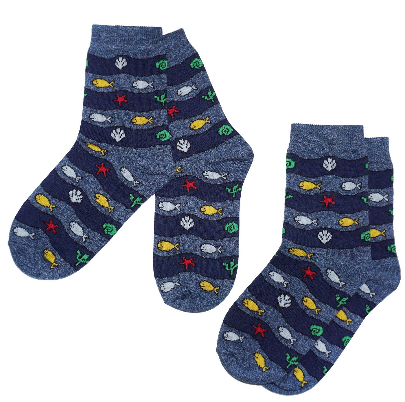 WERI SPEZIALS Strumpfhersteller GmbH Basicsocken Kinder Socken 2-er Pack für Jungs >>Meereswelt<< aus Baumwolle (Set) von WERI SPEZIALS Strumpfhersteller GmbH