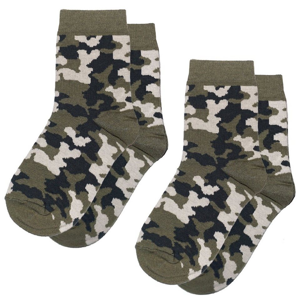 WERI SPEZIALS Strumpfhersteller GmbH Basicsocken Kinder Socken 2-er Pack für Jungs >>Military<< aus Baumwolle (Set) 2er-Pack von WERI SPEZIALS Strumpfhersteller GmbH