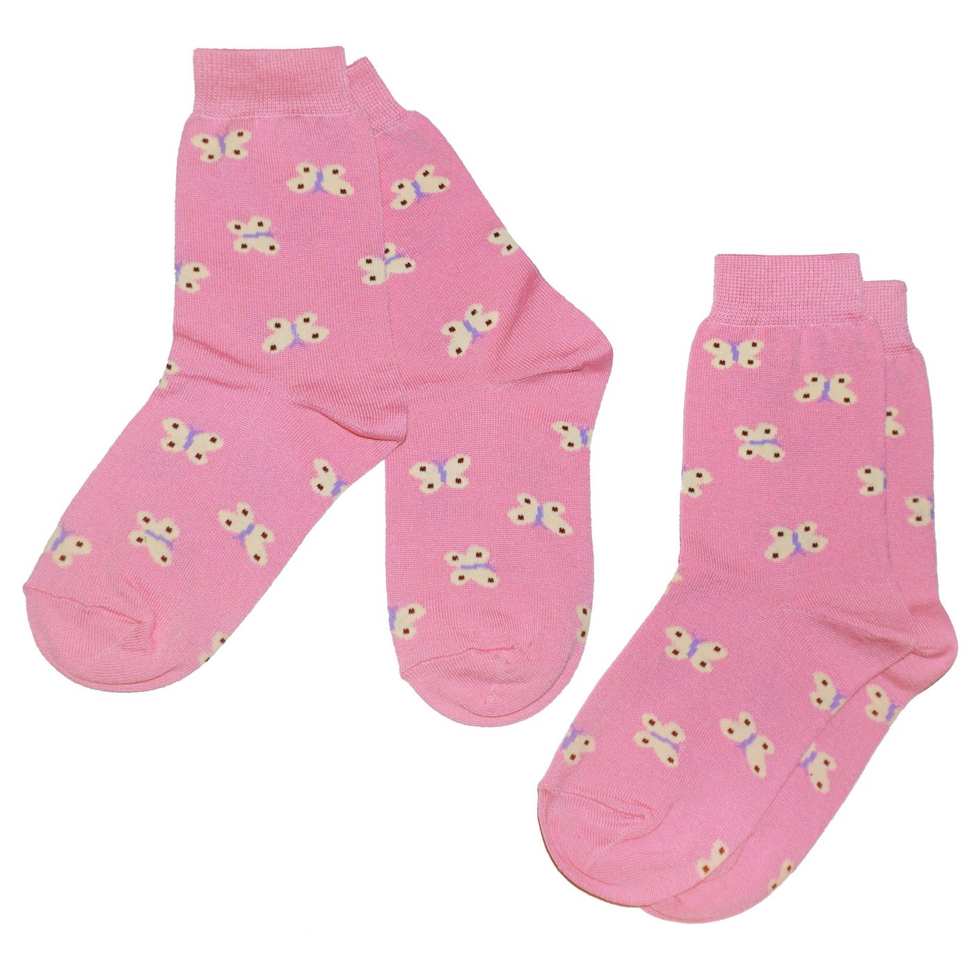 WERI SPEZIALS Strumpfhersteller GmbH Socken Kinder Socken 2-er Pack für Mädchen >>Kleine Schmetterlinge<< aus Mercerisierter Baumwolle (Set) 2er-Pack von WERI SPEZIALS Strumpfhersteller GmbH