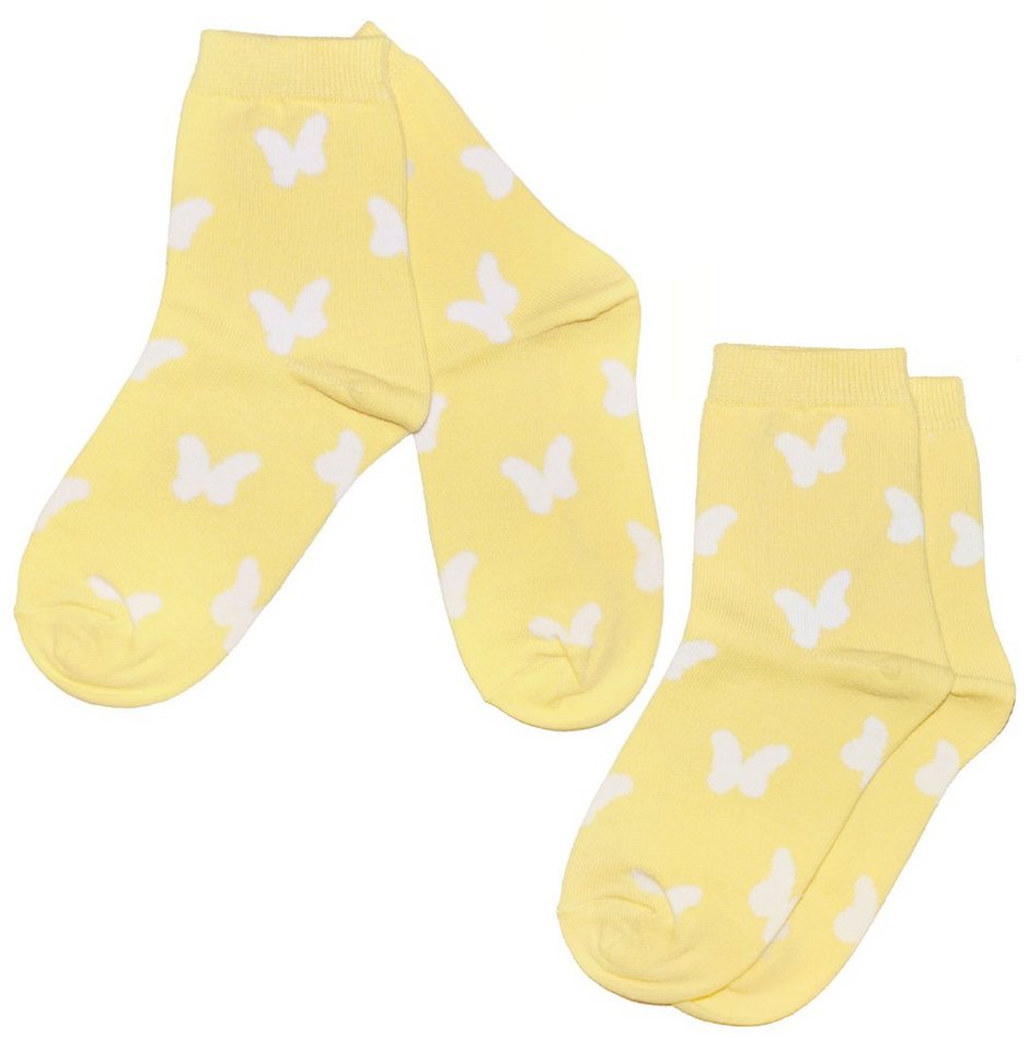 WERI SPEZIALS Strumpfhersteller GmbH Basicsocken Kinder Socken 2-er Pack für Mädchen >>Schmetterlinge<< aus Baumwolle (Set) 2er-Pack von WERI SPEZIALS Strumpfhersteller GmbH