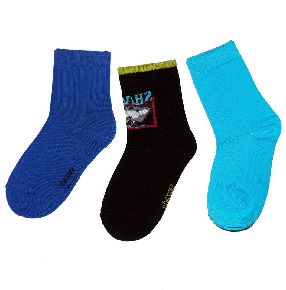 WERI SPEZIALS Strumpfhersteller GmbH Basicsocken Kinder Socken 3-er Pack für Jungs >>Hai<< aus Baumwolle (Set) 3er-Pack von WERI SPEZIALS Strumpfhersteller GmbH