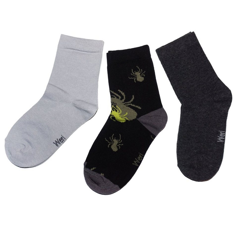 WERI SPEZIALS Strumpfhersteller GmbH Basicsocken Kinder Socken 3-er Pack für Jungs >>Spinnen<< aus Baumwolle (Set) 3er-Pack von WERI SPEZIALS Strumpfhersteller GmbH