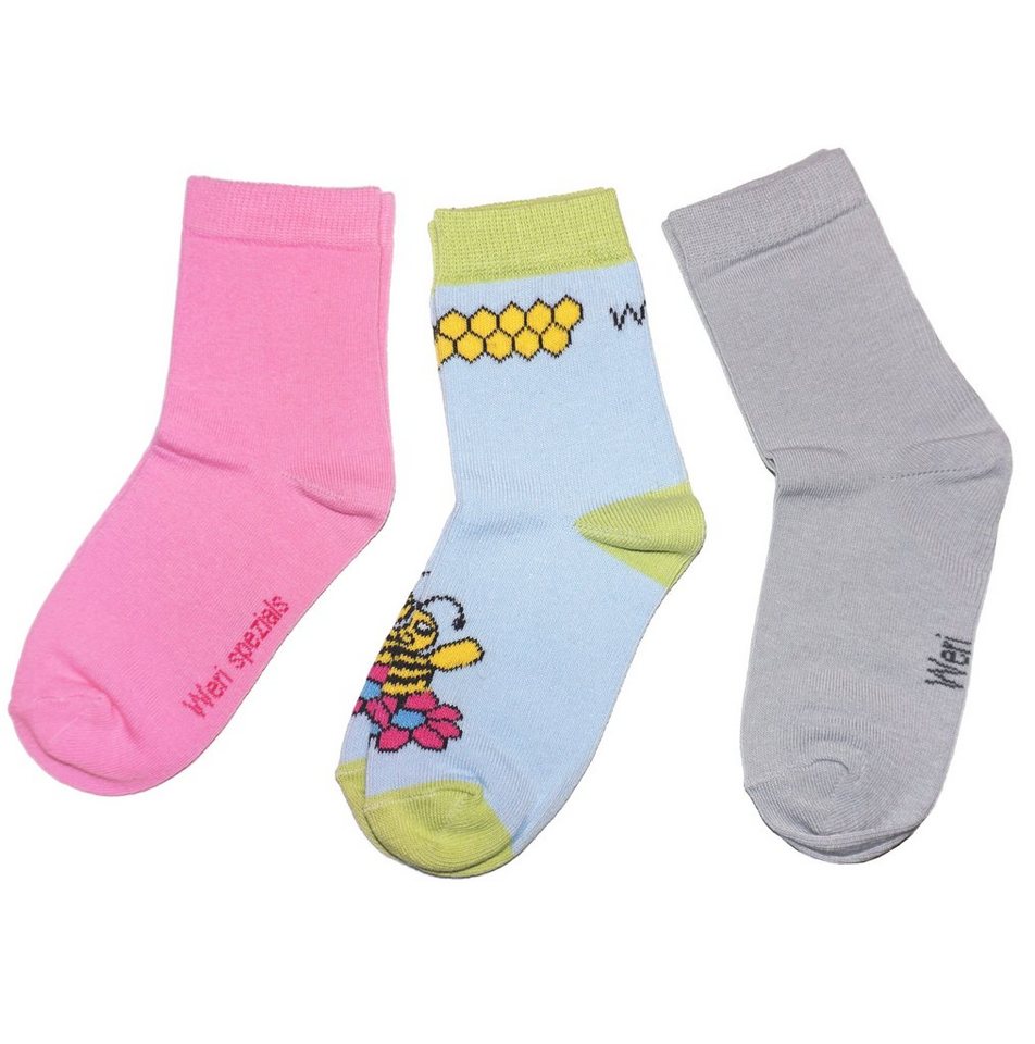 WERI SPEZIALS Strumpfhersteller GmbH Basicsocken Kinder Socken 3-er Pack für Mädchen >>Biene<< aus Baumwolle (Set) 3er-Pack von WERI SPEZIALS Strumpfhersteller GmbH