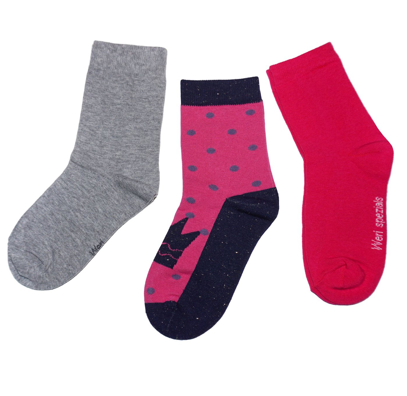 WERI SPEZIALS Strumpfhersteller GmbH Basicsocken Kinder Socken 3-er Pack für Mädchen >>Krone<< aus Baumwolle (Set) 3er-Pack von WERI SPEZIALS Strumpfhersteller GmbH