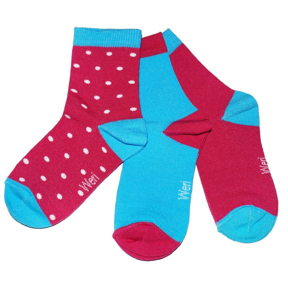 WERI SPEZIALS Strumpfhersteller GmbH Basicsocken Kinder Socken 3-er Pack für Mädchen >>Pünktchen<< aus Baumwolle (Set) 3er-Pack von WERI SPEZIALS Strumpfhersteller GmbH