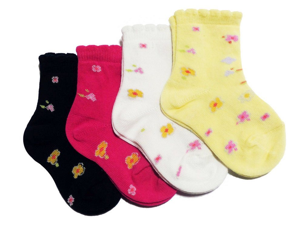 WERI SPEZIALS Strumpfhersteller GmbH Socken Kinder Socken 4-er Pack für Mädchen >>Blümchen<< aus Baumwolle (Set) 4er-Pack von WERI SPEZIALS Strumpfhersteller GmbH