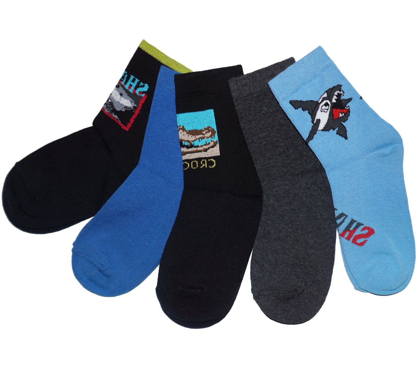 WERI SPEZIALS Strumpfhersteller GmbH Basicsocken Kinder Socken 5-er Pack für Jungs >>Shark<< aus Baumwolle (Set) 5er-Pack von WERI SPEZIALS Strumpfhersteller GmbH