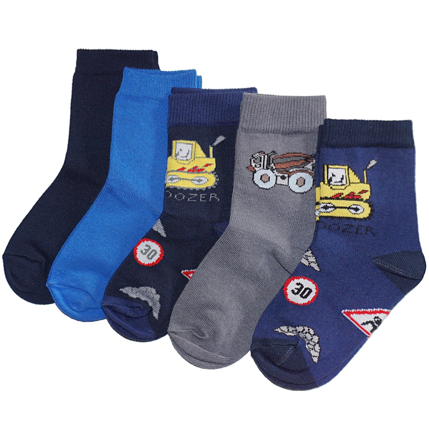 WERI SPEZIALS Strumpfhersteller GmbH Basicsocken Kinder Socken 5-er Pack für Jungs >>Straßenbau<< aus Baumwolle (Set) 5er-Pack von WERI SPEZIALS Strumpfhersteller GmbH