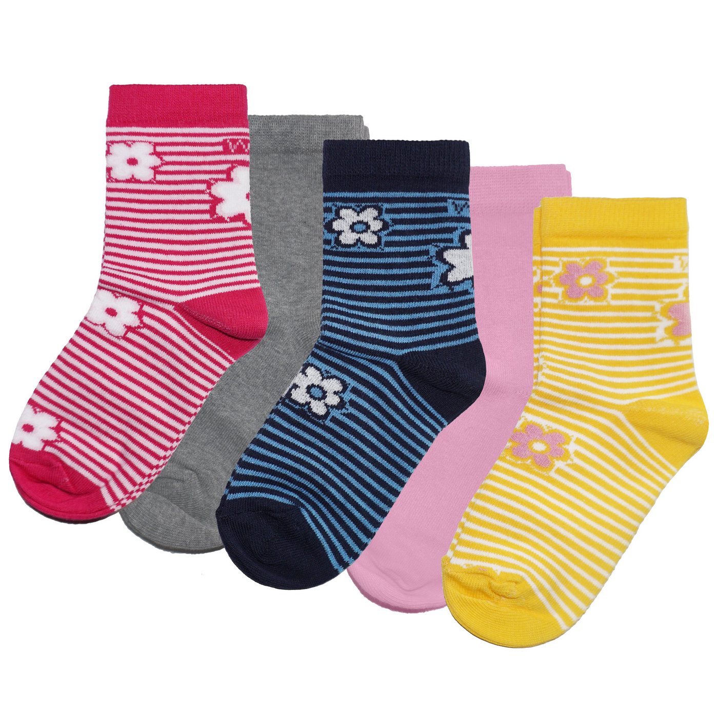 WERI SPEZIALS Strumpfhersteller GmbH Socken Kinder Socken 5-er Pack für Mädchen >>Blumen und Ringel<< aus Baumwolle (Set) 5er-Pack von WERI SPEZIALS Strumpfhersteller GmbH