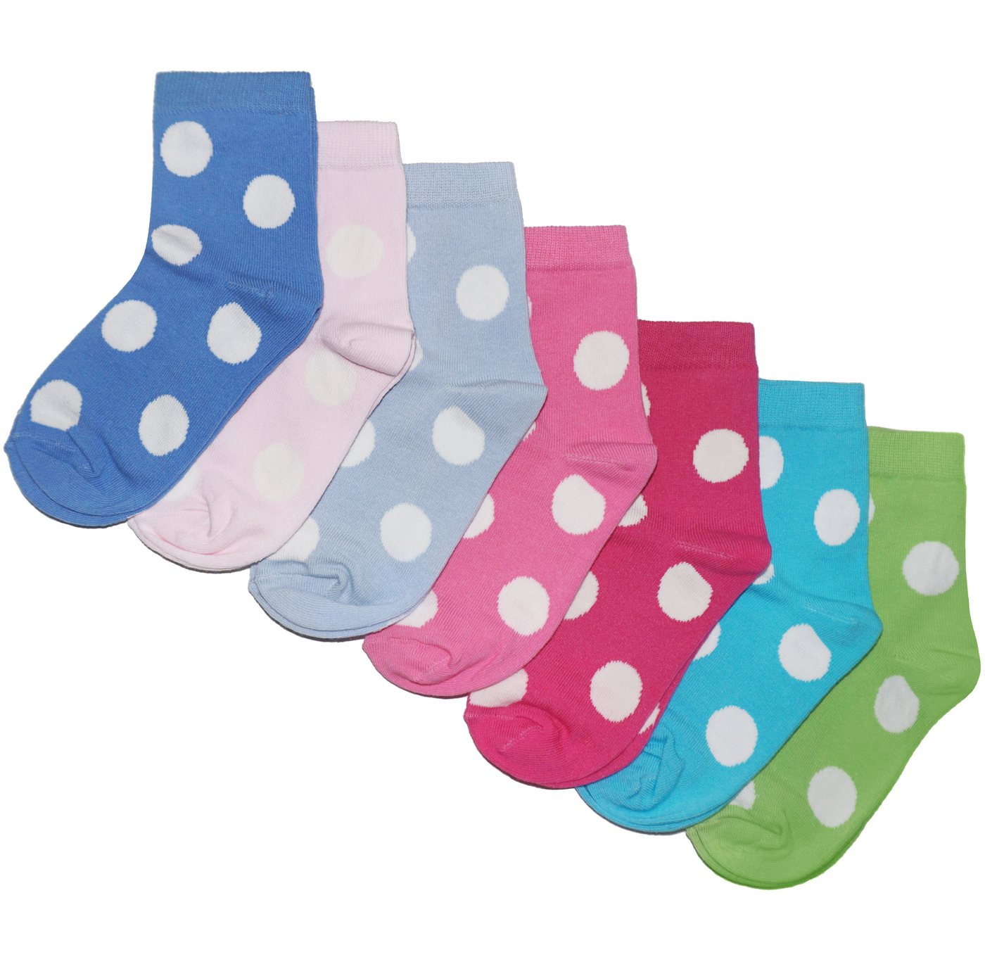 WERI SPEZIALS Strumpfhersteller GmbH Basicsocken Kinder Socken 7-er Pack für Mädchen >>Große Punkte<< aus Baumwolle (Set) 7er-Pack von WERI SPEZIALS Strumpfhersteller GmbH