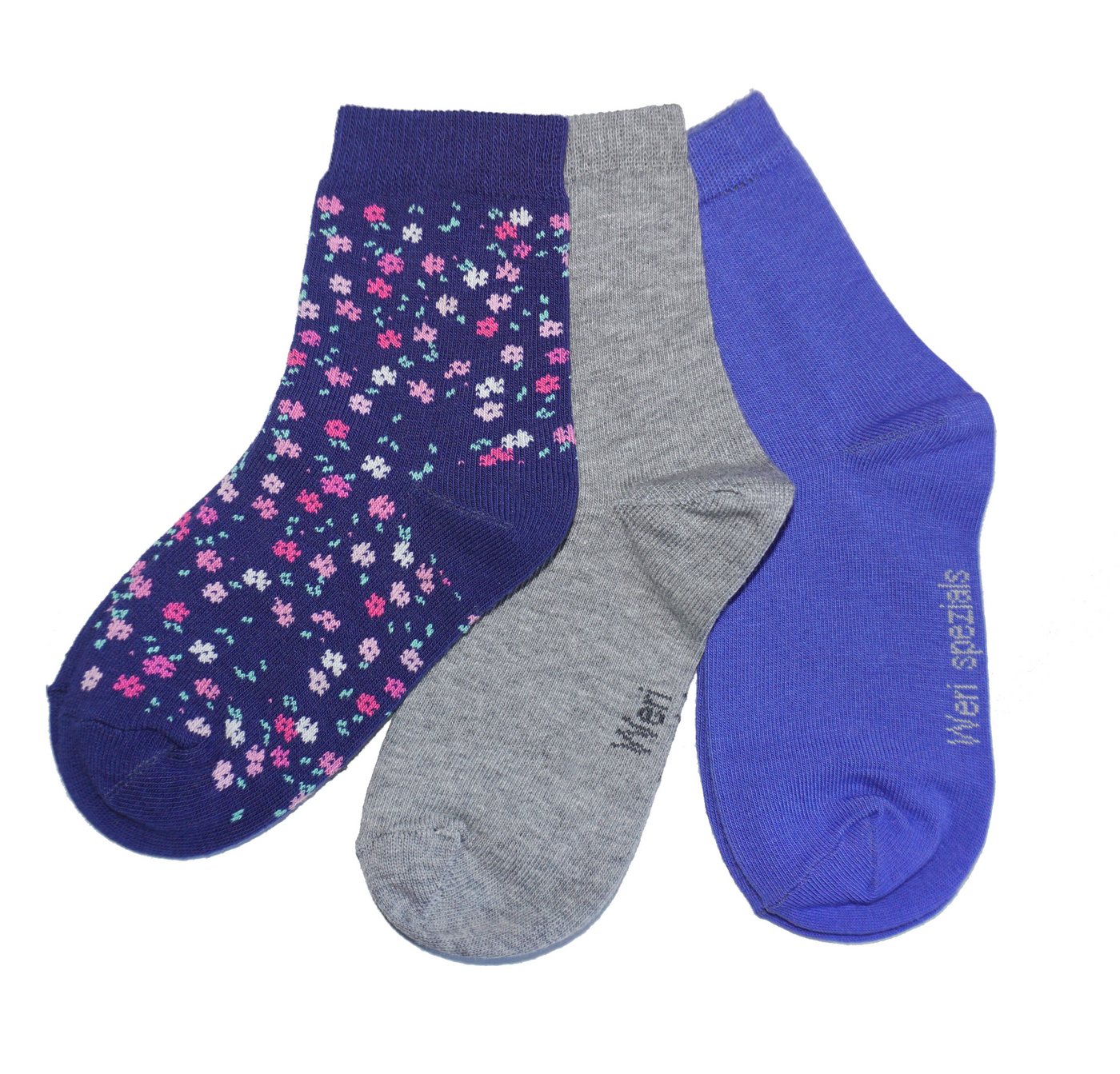 WERI SPEZIALS Strumpfhersteller GmbH Basicsocken Kinder Socken3-er Pack für Mädchen >>Blümchen<< mit Baumwolle von WERI SPEZIALS Strumpfhersteller GmbH