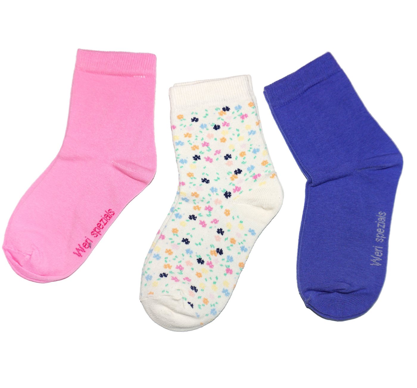 WERI SPEZIALS Strumpfhersteller GmbH Basicsocken Kinder Socken3-er Pack für Mädchen >>Blümchen<< mit Baumwolle von WERI SPEZIALS Strumpfhersteller GmbH