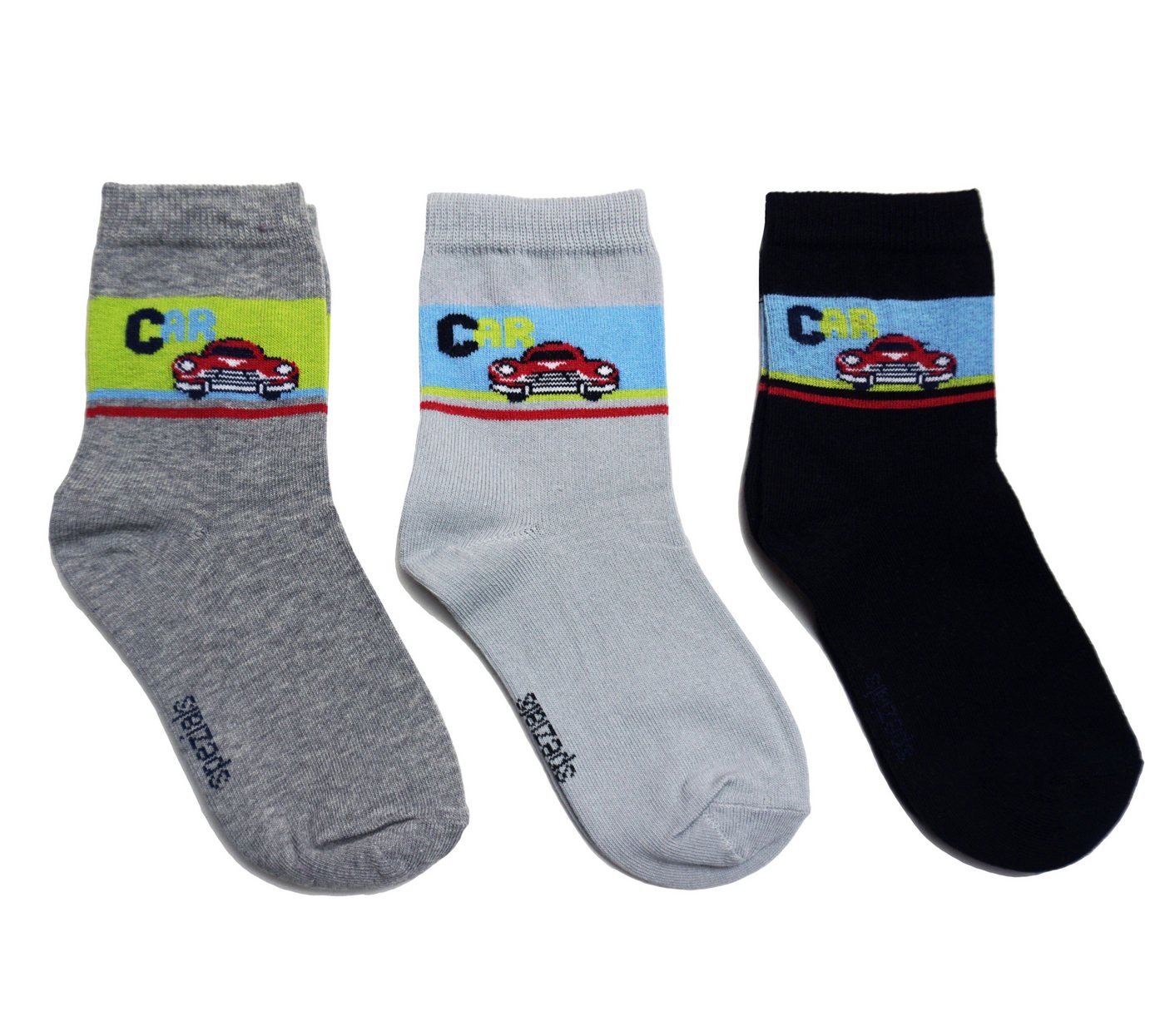 WERI SPEZIALS Strumpfhersteller GmbH Basicsocken Knidersocken 3-er Pack für Jungs >>Cars<< mit Baumwolle von WERI SPEZIALS Strumpfhersteller GmbH