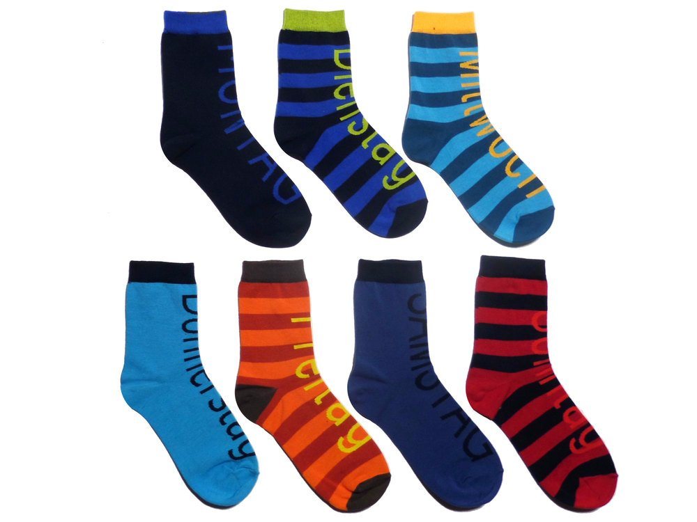 WERI SPEZIALS Strumpfhersteller GmbH Basicsocken Socken Set für Jungs und Herren >>Wochentage<< aus Baumwolle von WERI SPEZIALS Strumpfhersteller GmbH