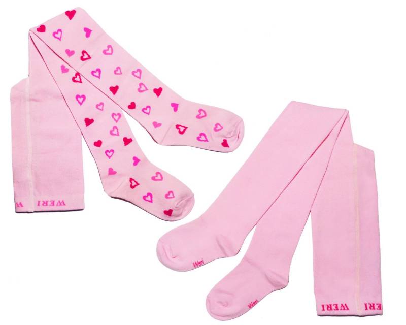 WERI SPEZIALS Strumpfhersteller GmbH Strickstrumpfhose Kinderstrumpfhosen 2-er Pack Mädchen >>Herzen<< weiche Baumwolle (Set) von WERI SPEZIALS Strumpfhersteller GmbH