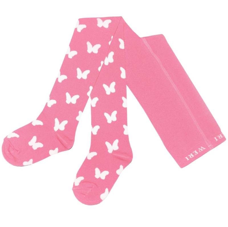 WERI SPEZIALS Strumpfhersteller GmbH Strickstrumpfhose Kinderstrumpfhosen Mädchen >>Weiße Schmetterlinge<< weiche Baumwolle von WERI SPEZIALS Strumpfhersteller GmbH