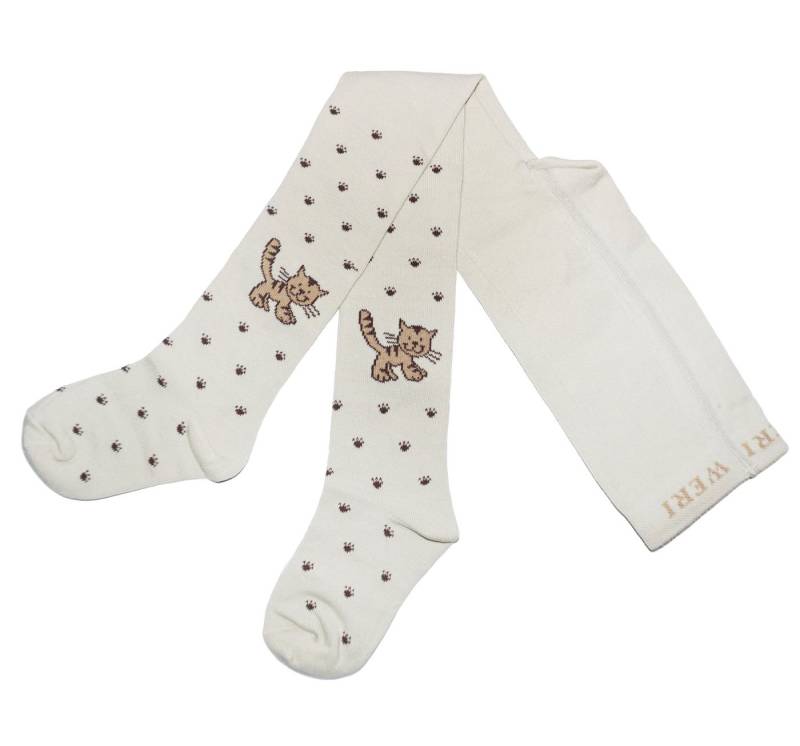 WERI SPEZIALS Strumpfhersteller GmbH Strickstrumpfhose Kinderstrumpfhosen für Mädchen >>Katzen Spuren<< weiche Baumwolle von WERI SPEZIALS Strumpfhersteller GmbH