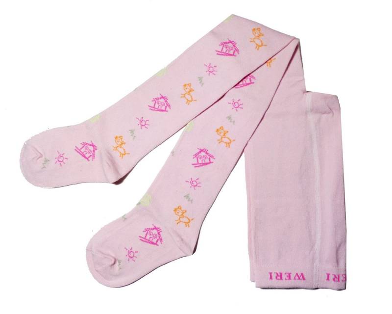 WERI SPEZIALS Strumpfhersteller GmbH Strickstrumpfhose Kinderstrumpfhosen für Mädchen >>Katzenhaus<< weiche Baumwolle von WERI SPEZIALS Strumpfhersteller GmbH