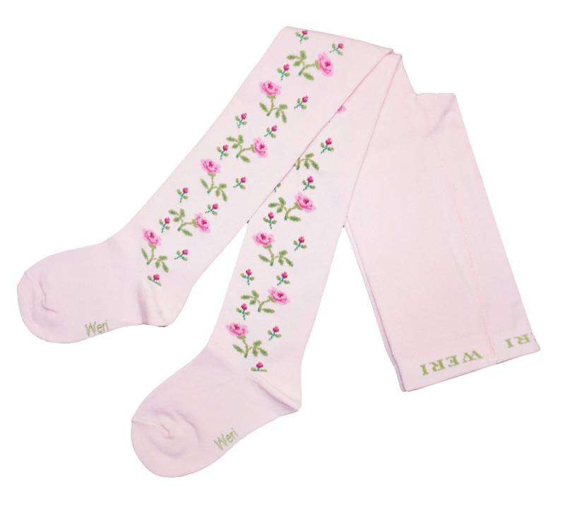 WERI SPEZIALS Strumpfhersteller GmbH Strickstrumpfhose Kinderstrumpfhosen für Mädchen >>Rosenzweige<< weiche Baumwolle von WERI SPEZIALS Strumpfhersteller GmbH