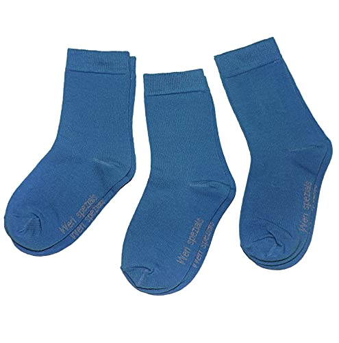 Weri Spezials Baby und Kinder Socken für Mädchen Baumwolle in 3er Set Uni Glatte 3er Pack blaue Töne (31-34, Baltic Uni) von Weri Spezials