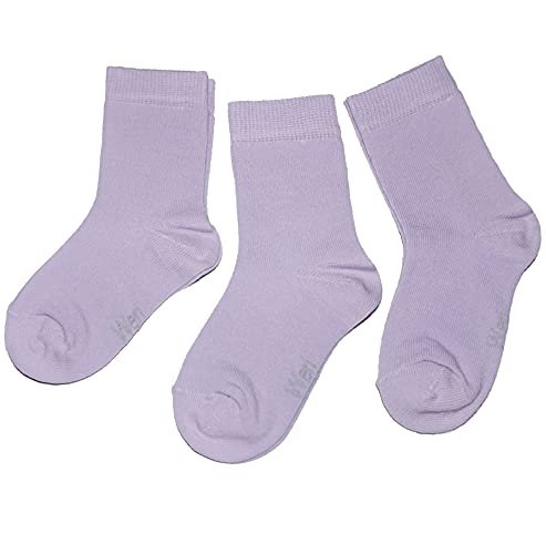 WERI SPEZIALS Baby und Kinder Socken für Mädchen Baumwolle in 3er Set Uni Glatte 3er Pack lila Töne (17-18, Flieder Uni) von WERI SPEZIALS
