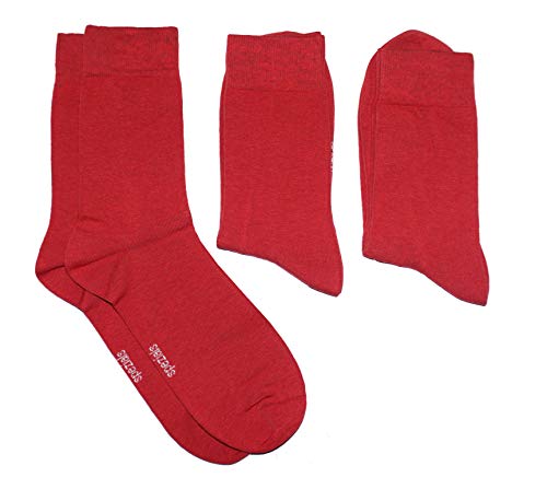Weri Spezials Herren Socken in 3er Pack - mehrere tolle Farben - mit Komfortbund aus Baumwolle. Für Business und Freizeit. (47-48, Chili Uni) von Weri Spezials
