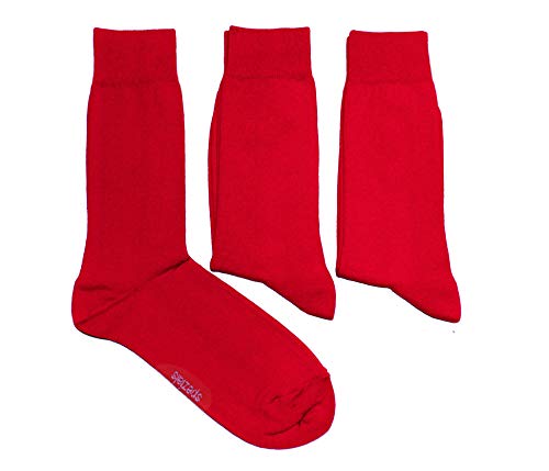 WERI SPEZIALS Herren Socken in 3er Pack - mehrere tolle Farben - mit Komfortbund aus Baumwolle. Für Business und Freizeit. (47-48, Rot Uni) von WERI SPEZIALS