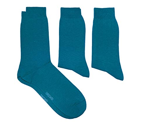 WERI SPEZIALS Herren Socken in 3er Pack mit Komfortbund Baumwolle Business und Freizeit (47-48, Blossom Petrol Uni) von WERI SPEZIALS