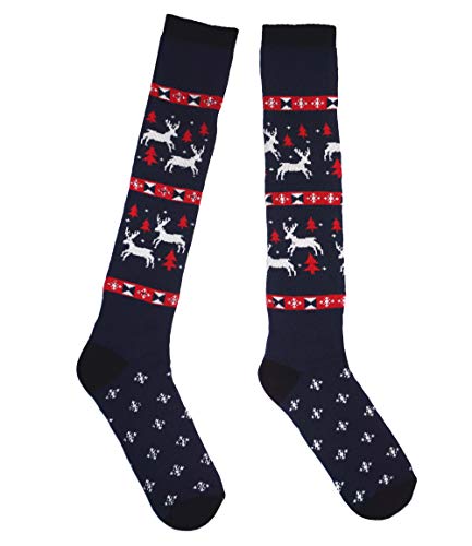 Weri Spezials Herren und Damen Plüsch Kniestrümpfe Voll-Frotee mit dem Nordmuster in mehreren Farben. (39-42, Marine) von Weri Spezials