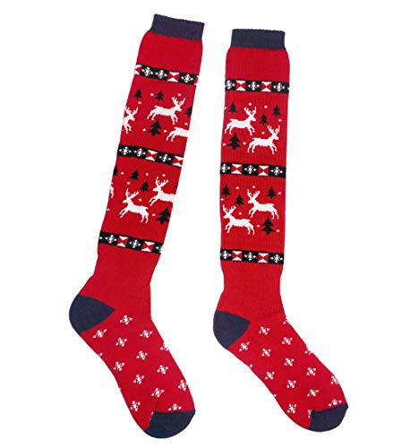 Weri Spezials Herren und Damen Plüsch Kniestrümpfe Voll-Frotee mit dem Nordmuster in mehreren Farben. (39-42, Rot) von Weri Spezials