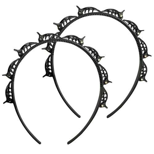 WERIGONI 2 Stück Haarreif Haarspangen-Stirnbänder, Stirnbänder mit Clips, Haarreif mit Klammern, Doppelquasten-Haarspangen Haarreif mit Clips von WERIGONI