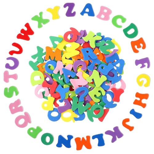 WERIGONI 390 Stück Moosgummi Buchstaben, Schaumstoff Buchstaben Aufkleber Bunt, Alphabet Selbstklebende Buchstaben zum Aufkleben von WERIGONI