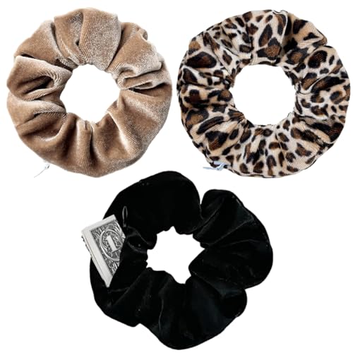 WERIGONI 3er-Pack Haargummis für Damen, Haargummi mit Reißverschluss Elastische Haargummis mit Versteckter Reißverschlusstasche Geheimfach von WERIGONI