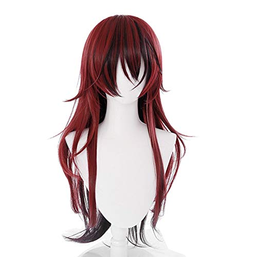 Dämonentöter: Kimetsu no Yaiba Tanjiro Kamado Frauen Langer Kastanienwein Rot Hitzebeständiges Haar Cosplay Kostüm Perücke von WERNG