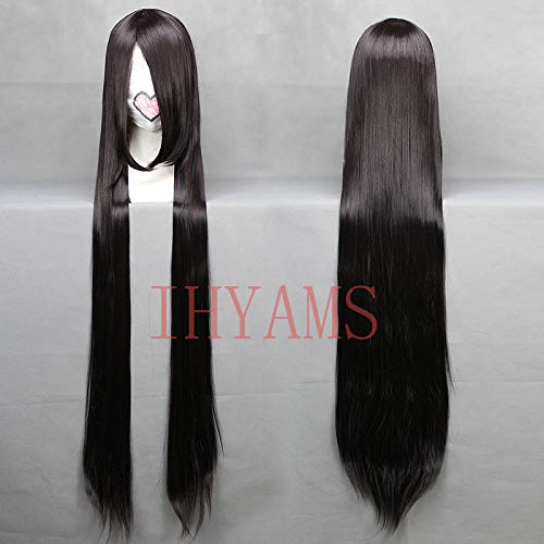 Enma Ai Hino Rei Akiyama Mio 120 cm Schwarz Lang Gerade Synthetische Voll Pony Cosplay Anime Perücken Hitzebeständigkeit + Perückenkappe von WERNG