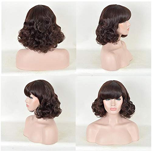 Kurze lockige Bob Perücken Damen Naturhaar Perücken weiblich synthetische hitzebeständige Faser Cosplay Perücke dunkel Kurze lockige Bob Perücken Damen Naturhaar Perücken weiblich synthetische hitzebeständige Faser Cosplay Perücke dunkel von WERNG