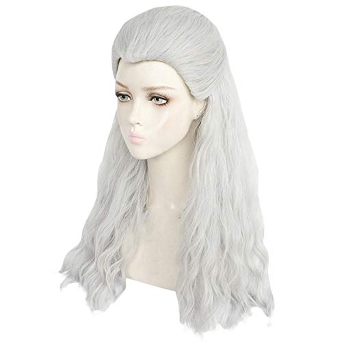 Männer Frauen Silber Weiß Cosplay Geralt von Rivia von Witcher Games Lange gerade Cosplay Kostüm Perücken Synthetisches Haar Perücke Weiß von WERNG