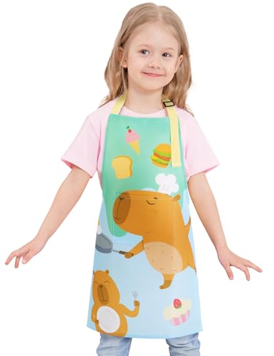 WERNNSAI Kinderschürze - Schmetterling Wasserdicht Polyester Schürzen für Kinder Jungen Mädchen mit Verstellbarem Gurt und Tasche Küche SchürzenKochen Backen Malen (6-10Jahre) von WERNNSAI