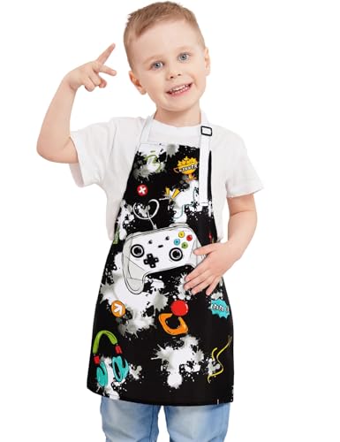 WERNNSAI Kinderschürze - Spiel Wasserdicht Polyester Schürzen für Kinder Jungen mit Verstellbarem Gurt und Tasche Küche SchürzenKochen Backen Malen (11-15Jahre) von WERNNSAI