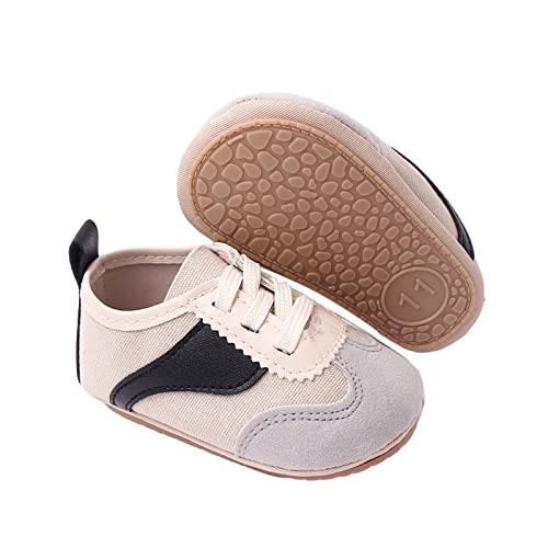 WERNZATT-Baby Canvas Schuhe Anti-Rutsch Kontrast Farbe Lace-up Indoor Outdoor Kleinkind Schuhe Geeignet für 0-18 Monate Babys (Gray, 0-6 Months) von WERNZATT