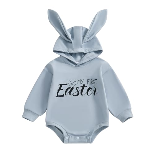 WERNZATT-Baby Junge Mädchen Ostern Outfit Hase Blase Strampler Kapuze Overall Lange Ärmel Sweatshirt Kleinkind Kleidung (Blue 5, 12-18 Months) von WERNZATT