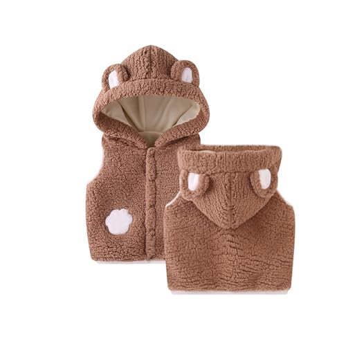 WERNZATT-Baby Jungen Mädchen Weste Faux Sherpa Fleece Cartoon Tier geformt Kapuze Weste Herbst Winter ärmellosen Mantel (Brown, 4 Years) von WERNZATT