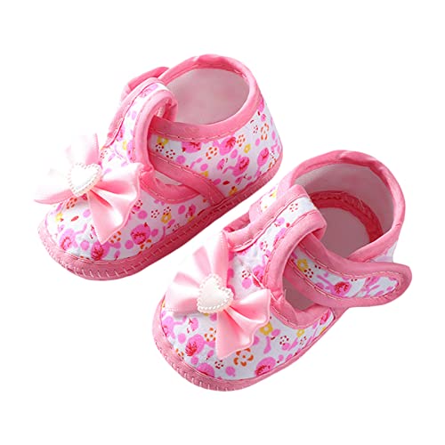 WERNZATT-Baby Mädchen Flache Schuhe weiche Sohle Bogen Blume gedruckt Anti-Rutsch-Walking-Schuhe für 0-12 Monate (Rosa, 4-9 Months) von WERNZATT