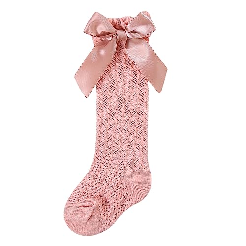 WERNZATT-Baby Mädchen Kniestrümpfe Weiche Lange Socken Bogen Prinzessin Socken 1-3 Jahre Baby Bogen Ultra Dünne Mesh Socken (Korean Pink, 1-3 Years) von WERNZATT