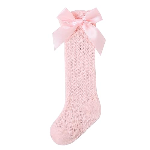 WERNZATT-Baby Mädchen Kniestrümpfe Weiche Lange Socken Bogen Prinzessin Socken 1-3 Jahre Baby Bogen Ultra Dünne Mesh Socken (Pink, 1-3 Years) von WERNZATT