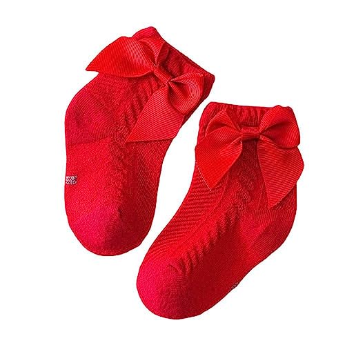 WERNZATT-Baby Mädchen Knöchel Socken weiche dünne Baumwolle Baby Bow Sommer Socken geeignet für 1-3 Jahre alt Baby (Rot, 0-3 Months) von WERNZATT