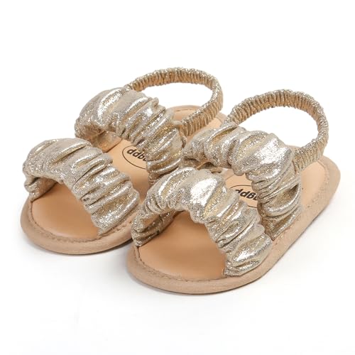 WERNZATT-Baby Mädchen Sandalen Anti-Rutsch weicher Boden Prinzessin Schuhe Strand Hausschuhe Kleinkind Kinder Wanderschuhe (Gold, 6-12 Months) von WERNZATT